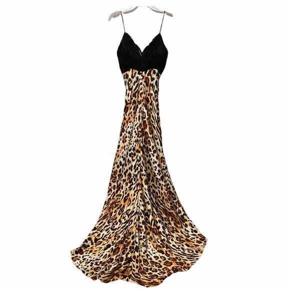 Sherri Hill silk animal print gown 4 - Picture 3 of 11